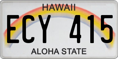 HI license plate ECY415