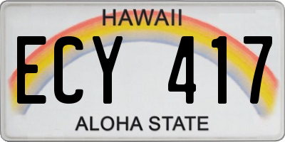 HI license plate ECY417