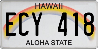 HI license plate ECY418