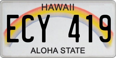 HI license plate ECY419