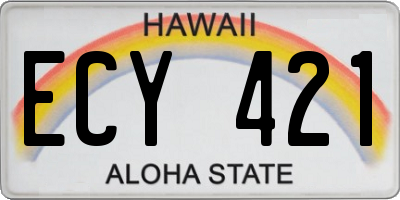HI license plate ECY421