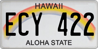 HI license plate ECY422