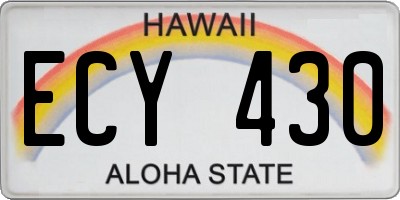HI license plate ECY430