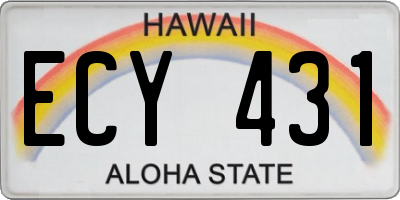 HI license plate ECY431