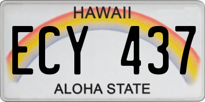 HI license plate ECY437