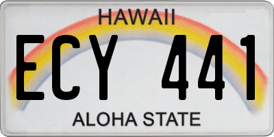 HI license plate ECY441