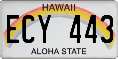 HI license plate ECY443