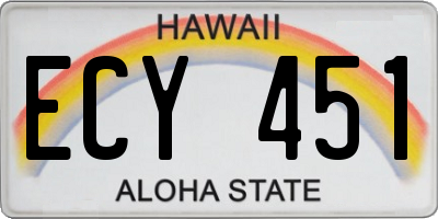 HI license plate ECY451