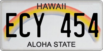 HI license plate ECY454