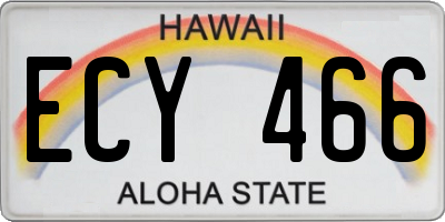 HI license plate ECY466