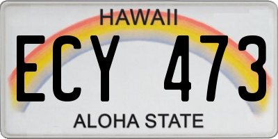 HI license plate ECY473