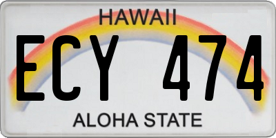 HI license plate ECY474