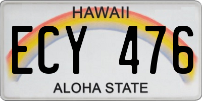 HI license plate ECY476