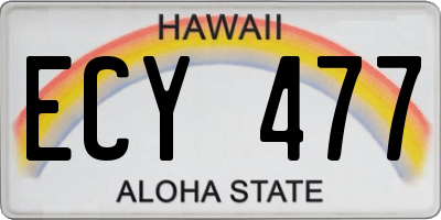 HI license plate ECY477