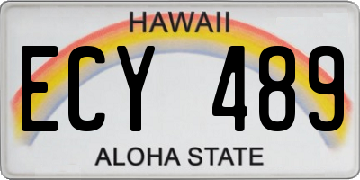 HI license plate ECY489