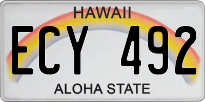 HI license plate ECY492