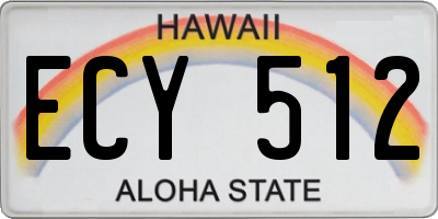 HI license plate ECY512