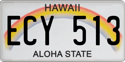 HI license plate ECY513