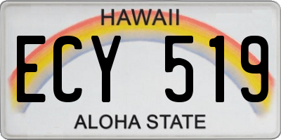 HI license plate ECY519