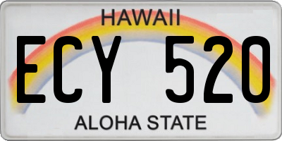 HI license plate ECY520