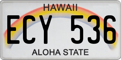 HI license plate ECY536