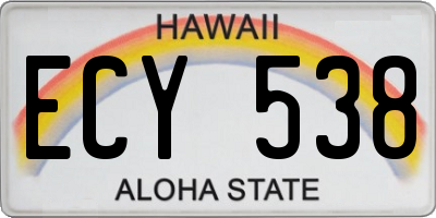 HI license plate ECY538