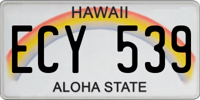 HI license plate ECY539