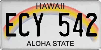 HI license plate ECY542