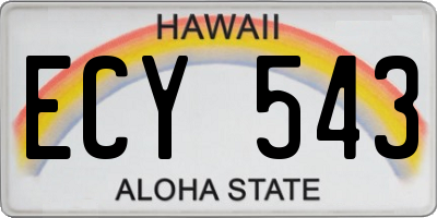 HI license plate ECY543