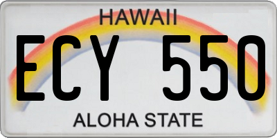 HI license plate ECY550