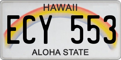 HI license plate ECY553