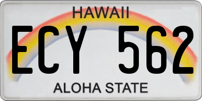 HI license plate ECY562
