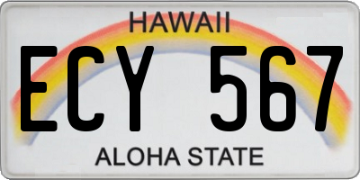 HI license plate ECY567