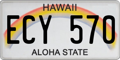 HI license plate ECY570