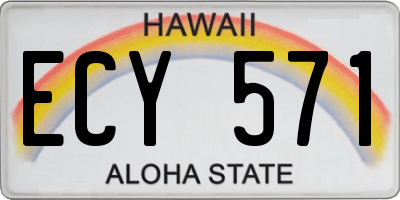 HI license plate ECY571