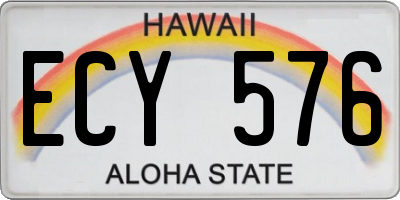 HI license plate ECY576