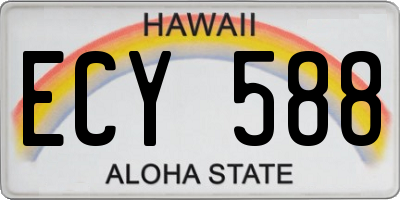 HI license plate ECY588