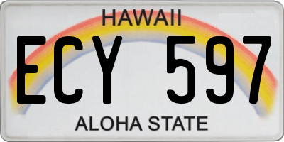 HI license plate ECY597