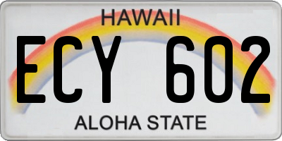HI license plate ECY602