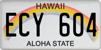 HI license plate ECY604