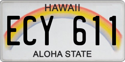 HI license plate ECY611