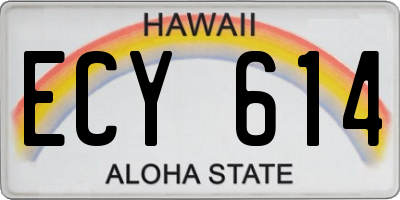 HI license plate ECY614