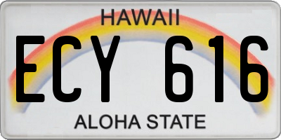 HI license plate ECY616