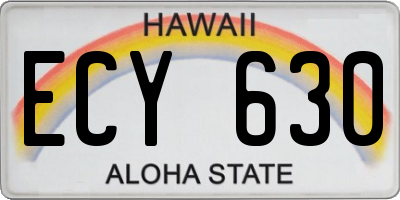 HI license plate ECY630