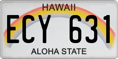 HI license plate ECY631