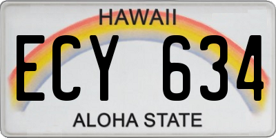 HI license plate ECY634