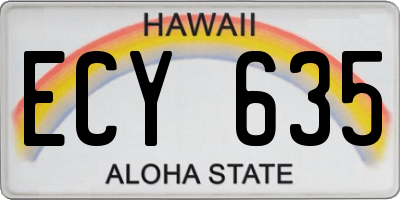 HI license plate ECY635