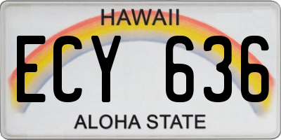 HI license plate ECY636