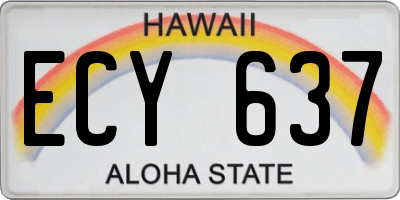 HI license plate ECY637