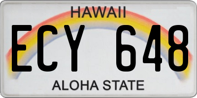 HI license plate ECY648